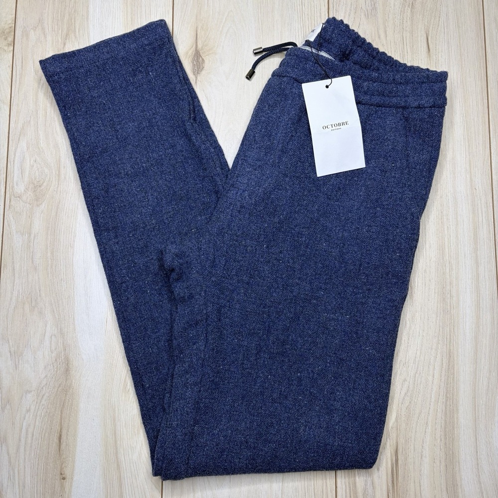 NEW Octobre Editions Danny Wool Pants Mens Medium Tapered Elastic Waist Blue